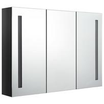 vidaXL Veidrodinė vonios spintelė su LED apšvietimu, juoda, 89x14x62cm