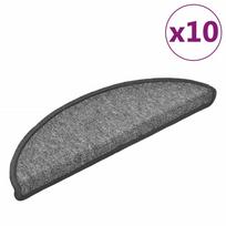 vidaXL Laiptų kilimėliai, 10 vnt., 56x17x3 cm, tamsiai pilki, pusapvaliai