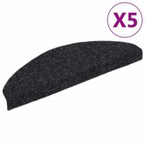 vidaXL Laiptų kilimėliai, lipnūs, 5 vnt., juodi, pusapvaliai, dideli, 65x21x4 cm