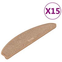vidaXL Laiptų kilimėliai, 15 vnt., 65x21x4 cm, šviesiai rudi, pusapvaliai, dideli