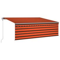 vidaXL Markizė su uždanga/LED/vėjo jutikliu, oranžinė/ruda, 4,5x3m