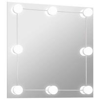 vidaXL Sieninis veidrodis su LED lemputėmis, kvadratinis, stiklas