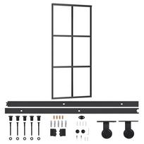 vidaXL Stumdomos durys su įrangos rinkiniu, 90x205cm, ESG ir aliuminis
