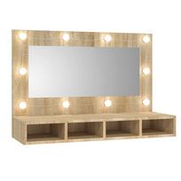 vidaXL Veidrodinė spintelė su LED apšvietimu, ąžuolo, 90x31,5x62cm