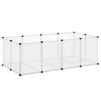 vidaXL Narvas mažiems gyvūnams, skaidrus, 144x74x46,5cm, PP ir plienas