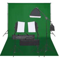vidaXL Fotostudijos rinkinys su apšvietimo rinkiniu ir fonu