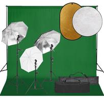 vidaXL Fotostudijos rinkinys su šviestuvais, fonu ir reflektoriumi