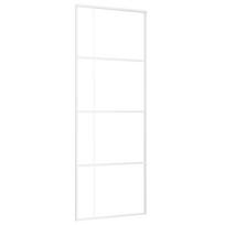 vidaXL Stumdomos durys, baltos, 76x205cm, ESG stiklas ir aliuminis