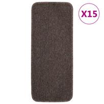 vidaXL Neslystantys laiptų kilimėliai, 15vnt., rudi, 60x25cm