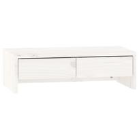 vidaXL Monitoriaus stovas, baltas, 50x27x15cm, pušies medienos masyvas