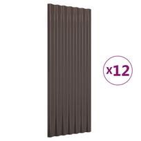 vidaXL Stogo plokštės, 12vnt., rudos, 100x36cm, cinkuotas plienas
