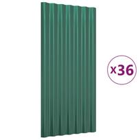 vidaXL Stogo plokštės, 36vnt., žalios, 80x36cm, cinkuotas plienas