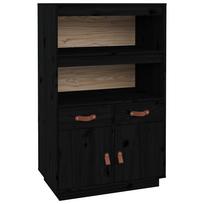 vidaXL Komoda, juoda, 67x40x108,5cm, pušies medienos masyvas