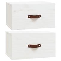 vidaXL Sieninės naktinės spintelės, 2vnt., baltos, 40x29,5x22cm
