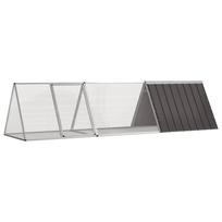 vidaXL Triušių narvas, antracito spalvos, 302,5x80,5x71 cm, cinkuotas plienas