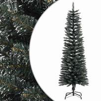 vidaXL Dirbtinė siaura Kalėdų eglutė su stovu, žalia, 150cm, PVC