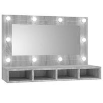 vidaXL Veidrodinė spintelė su LED, pilka ąžuolo, 90x31,5x62 cm