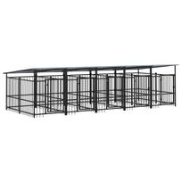vidaXL Lauko voljeras šunims su stogu, plienas, 9,38m²