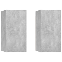 vidaXL | Sieninė televizoriaus spinta | 2 pcs Betono pilka