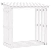 vidaXL Stovas malkoms, baltas, 108x64,5x109cm, pušies medienos masyvas
