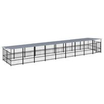 vidaXL Lauko voljeras šunims su stogu, plienas, 16,89m²