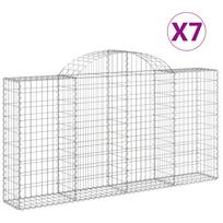 vidaXL Išlenkti gabiono krepšiai, 7vnt., 200x30x100/120cm, geležis