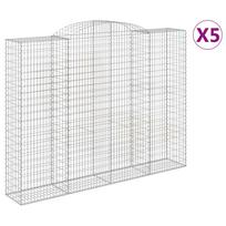 vidaXL Išlenkti gabiono krepšiai, 5vnt., 300x50x220/240cm, geležis