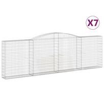 vidaXL Išlenkti gabiono krepšiai, 7vnt., 400x30x120/140cm, geležis