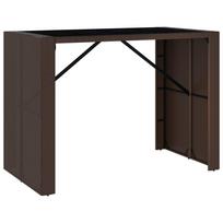 vidaXL Stalas su stikliniu stalviršiu, rudas, 145x80x110cm, ratanas