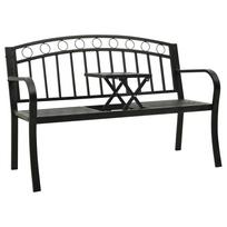 vidaXL Sodo suoliukas su staliuku, juodos spalvos, 120cm, plienas