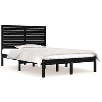 vidaXL Lovos rėmas, juodos spalvos, 140x190cm, medienos masyvas
