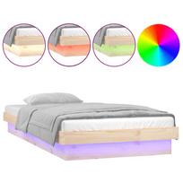 vidaXL Lovos rėmas su LED, 75x190cm, medienos masyvas, vienvietis