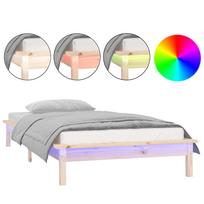 vidaXL Lovos rėmas su LED, 75x190cm, medienos masyvas, vienvietis