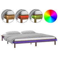 vidaXL Lovos rėmas su LED, medaus rudas, 120x190cm, mediena, dvivietis
