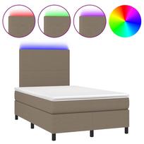 vidaXL Lova su spyruoklėmis/čiužiniu/LED, taupe, 120x200cm, audinys