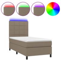 vidaXL Lova su spyruoklėmis/čiužiniu/LED, taupe, 90x190 cm, audinys