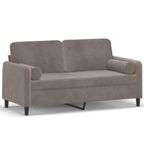 vidaXL Dvivietė sofa su pagalvėmis, šviesiai pilka, 140cm, aksomas