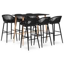 vidaXL Baro baldų komplektas, 7 dalių, juodos spalvos