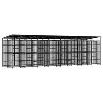 vidaXL Lauko voljeras šunims su stogu, plienas, 14,75m²