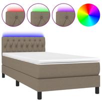 vidaXL Lova su spyruoklėmis/čiužiniu/LED, taupe, 90x200 cm, audinys