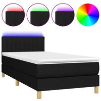 vidaXL Lova su spyruoklėmis/čiužiniu/LED, juoda, 90x190 cm, audinys