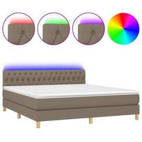 vidaXL Lova su spyruoklėmis/čiužiniu/LED, taupe, 180x200 cm, audinys