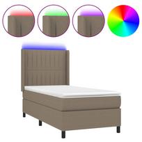 vidaXL Lova su spyruoklėmis/čiužiniu/LED, taupe, 90x190 cm, audinys