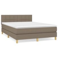 vidaXL Lova su spyruoklėmis ir čiužiniu, taupe, 140x190 cm, audinys