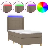 vidaXL Lova su spyruoklėmis/čiužiniu/LED, taupe, 90x190 cm, audinys