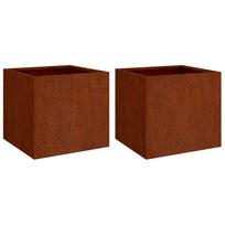 vidaXL Loveliai, 2vnt., 49x47x46cm, Corten plienas