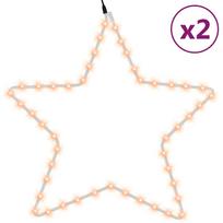 vidaXL Kalėdinės dekoracijos žvaigždės su 48 LED, 2vnt., šiltos, 56cm