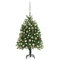 vidaXL Dirbtinė apšviesta Kalėdų eglutė su žaisliukais, žalia, 120cm