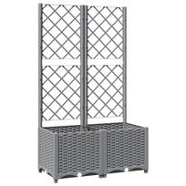 vidaXL Sodo lovelis su treliažu, šviesiai pilkas, 80x40x136cm, PP