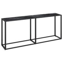 vidaXL Konsolinis staliukas, juodo marmuro, 180x35x75,5cm, stiklas